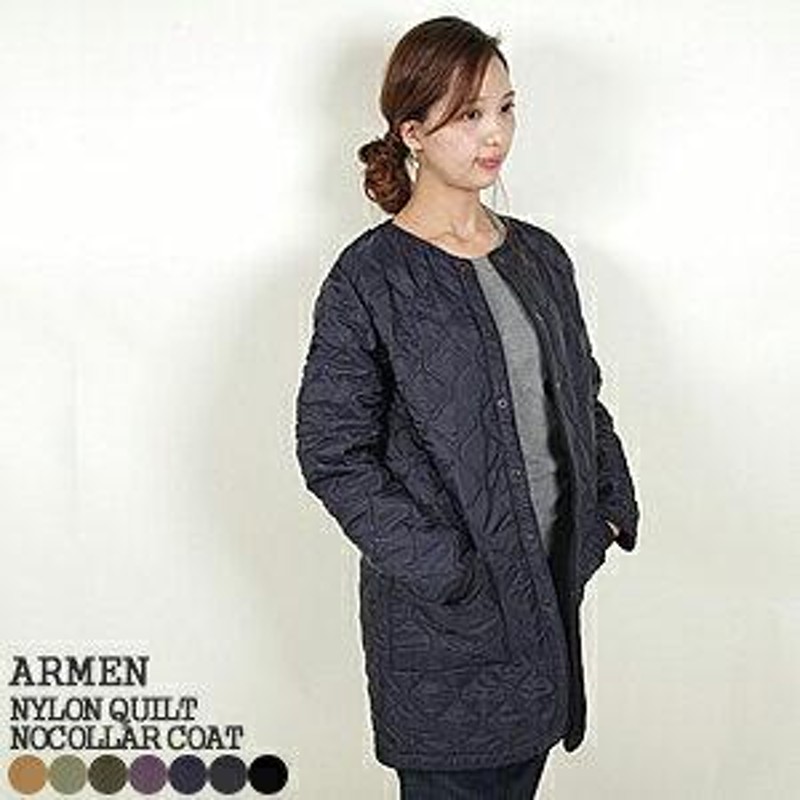 2022AW アーメン/ARMEN ナイロン×フリースノーカラーコート