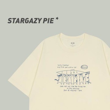 STARGAZY PIE 重磅純棉美式復古學院風短袖t恤男女寬松情侶潮ins