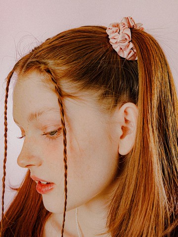 Mini Shirring Satin Hair Accessory [Light Pink]