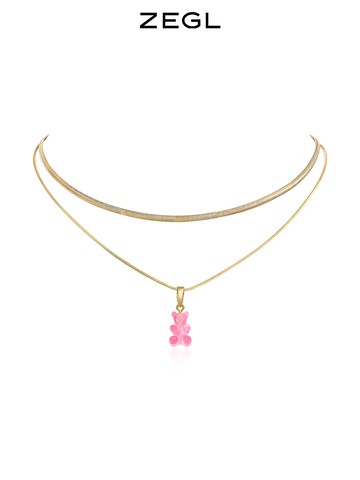 ZEGL小熊項鏈女輕奢小眾設計感2021年新款秋冬衛衣鎖骨毛衣鏈配飾