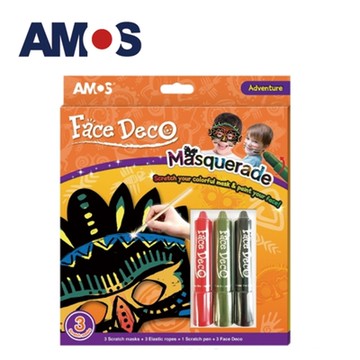 韓國AMOS 創意面具刮畫+3色人體彩繪棒(台灣總代理公司貨)