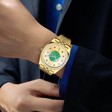 【GELIN GEORGE格林喬治】璀璨輝煌系列 GL-6011 限量 錶殼錶帶表面黃金 機械 不鏽鋼 手錶