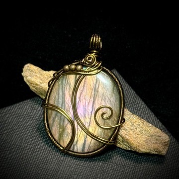 【炎脈】 金屬編織 拉長石項鍊