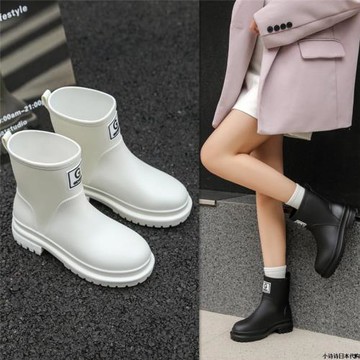 日本新款時尚雨鞋女款四季中筒雨靴成人軟底加絨水靴防水防滑膠鞋