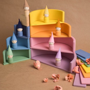 柔和色彩木製彩虹堆疊玩具組 個人化禮物