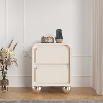 免運/開立發票 法式奶油風床頭柜簡約現代小柜子臥室床邊柜輕奢實木小型收納柜子 快速出貨