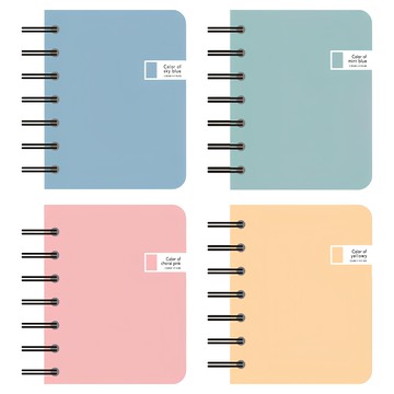 TOCTOC 彩色左翻筆記本 120張  4個  藍色、薄荷色、粉色、黃色