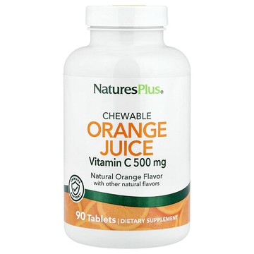 NaturesPlus, 橙汁咀嚼片，維生素 C，天然橙味，90 片