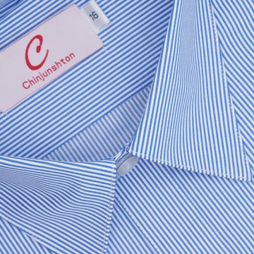 【CHINJUN】男士商務襯衫 抗皺加強 長袖/短袖 藍細條紋 5323 s5323