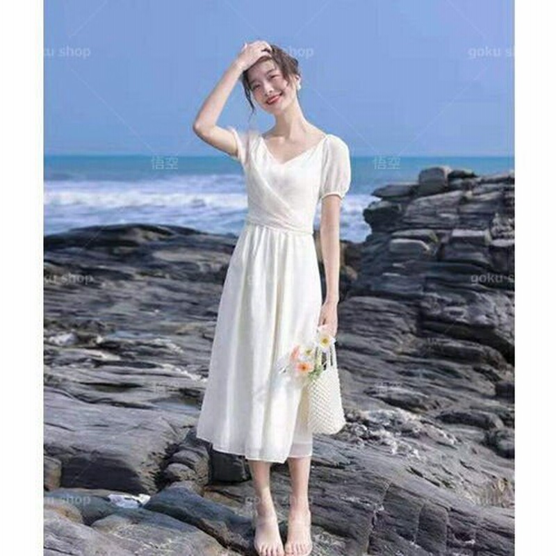 白 ワンピース ドレス 可愛い おしゃれ ワンピ Aライン レディース ワンピース 半袖 夏 母の日 ファッション 森ガール ワンピース 春 きれいめ 大人 通販 Lineポイント最大0 5 Get Lineショッピング