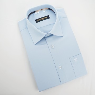 【金‧安德森】經典格紋繞領藍色吸排窄版長袖襯衫