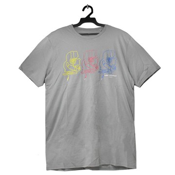 KARL LAGERFELD 卡爾 老佛爺線條圖案棉質短T恤.灰