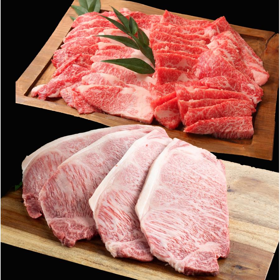 滋賀 「徳志満」 近江牛焼肉・ステーキ (ステーキ 150g×4枚 焼肉 バラ 1kg)   牛肉 牛バラ