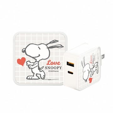 【正版授權】SNOOPY史努比 夾心玻璃PD 40W充電器 1C1A