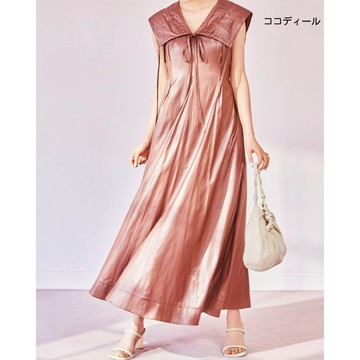 【ココディール】海軍領無袖洋裝-摩卡色｜O5Q15552