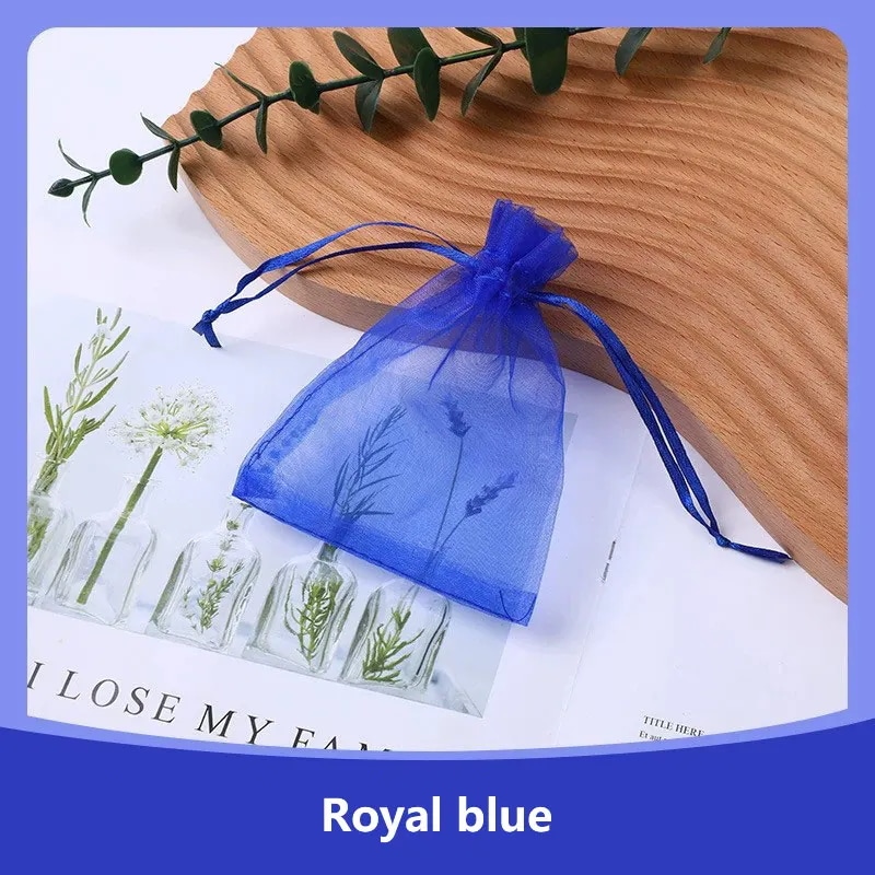 オーガンザ巾着ポーチギフトバッグキャンディージュエリーパッケージ結婚式とクリスマスパーティー100個 Royal Blue 100pcs 17x23cm