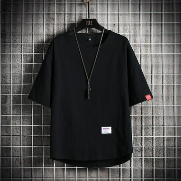 日系不規則設計棉麻短袖T恤 / 涼爽輕薄 / 男女皆可穿 / 寬鬆落肩 / 圓弧下擺開岔 / 4色 / M-XL / 大尺碼【QTJBYT00825】