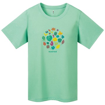 【【蘋果戶外】】mont-bell 1114182 OCWV 海青【女款】山木葉 Wickron 短袖排汗衣 排汗T恤 機能衣