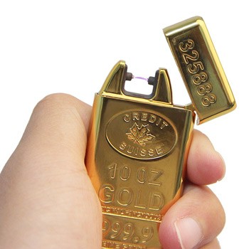 黃金版重力感應USB充電電弧脈衝打火機
