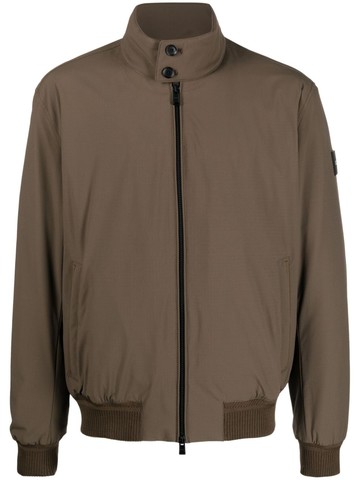 BOSS - logo-patch long-sleeve jacket - men - Polyamide/Polyamide/Recycled Polyester - 46 - Green