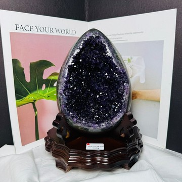 4.68kg 星耀紫黑 頂級烏拉圭 拋光皮 紫水晶恐龍蛋晶洞ESPa++🥇紫水晶簇花 水晶洞 紫 A0734