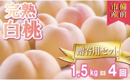 岡山県備前市産　樹上完熟白桃　贈答用セット　約1.5kg（5～7玉入）×4品種