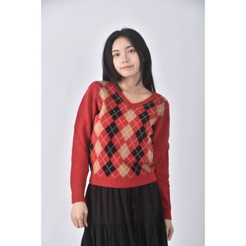 (M) h2o羊毛純羊毛紅色長袖上衣二手衣