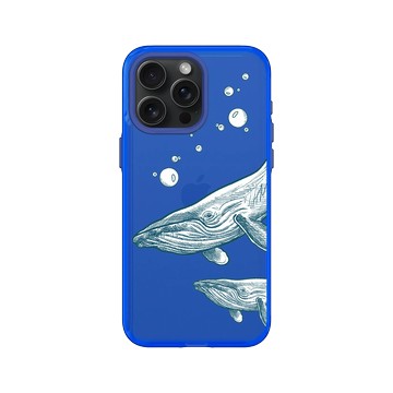 iPhone 15 Pro Max Clear 激光藍 - MYMY REVERZ TATTOO - 鯨魚母子
