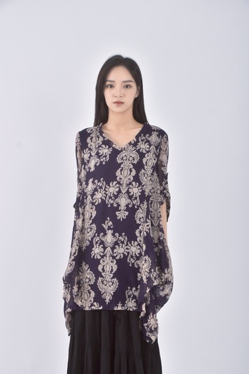 (M) delicacy紡紗紫色短袖上衣