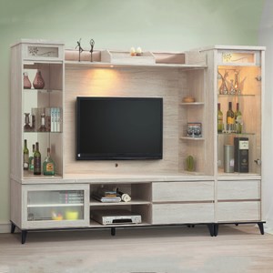 【MUNA 家居】炭燒白橡9尺高低櫃(全組)