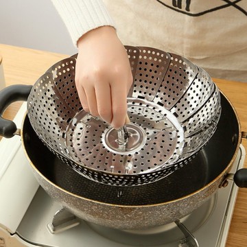 不銹鋼伸縮蒸架 韓國創意蒸架蒸籠 水果盤 支架可拆 【GE395】  123便利屋