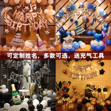網紅生日會派對聚會戶外野餐成人KTV酒吧裝扮背景墻氣球套裝布置