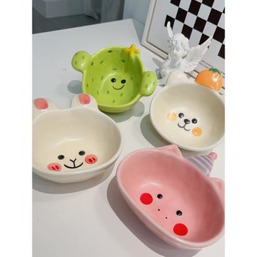 ins風韓國可愛手繪啞光卡通陶瓷蘸料輔食碗蘸醬碟調料醬油火鍋碟