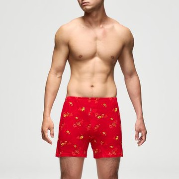 Mr.DADADO-歡天喜地 4L印花四角男內褲-絲光針織棉(紅色)GHQ606RS