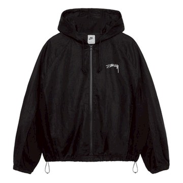 Nike x Stussy Linen Jacket Hoodie 'Black White'