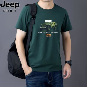 JEEP短袖T恤男士夏季新款寬松休閑圓領半袖男裝上衣體恤打底衫