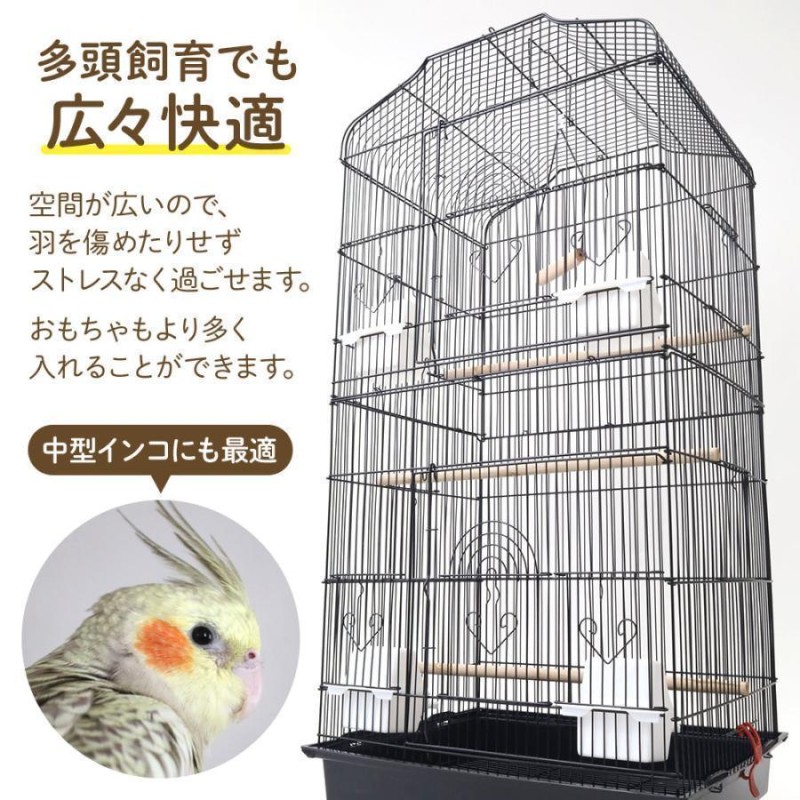 鳥かご ケージ おしゃれ 大型 鳥籠 鳥小屋 バードケージ 底網 止まり木 鳥 純情