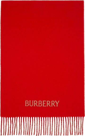 Burberry 黄褐色 & 红色 EKD 双面围巾