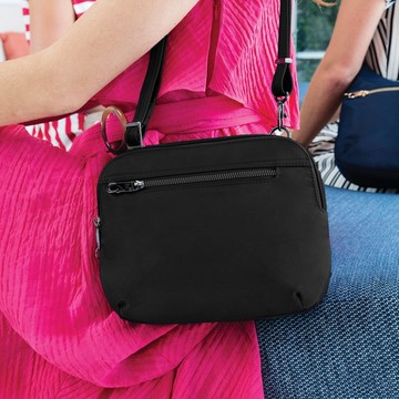 【TRAVELON】Tailored 3層隨身防盜斜背包(黑) | RFID 單肩包