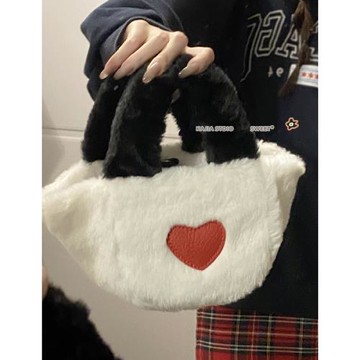 小眾設計手提毛絨包包女2023新款秋冬時尚可愛毛毛包百搭斜挎包