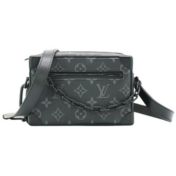 二手品 Louis Vuitton Mini Soft Trunk 帆布印花拉鍊斜背包(M44735-黑灰)