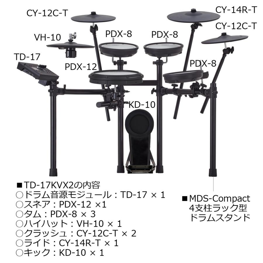 ローランド Roland ドラムセット MDS-COM TAMAツインペダルフルセット SELVAマット採用 TD-17KVX2