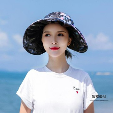 太陽帽子女式遮陽帽夏季防曬空頂帽休閒搭半空頂大檐遮臉【聚物優品】