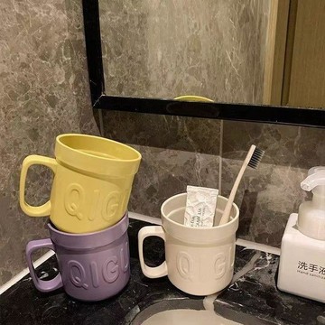 臺灣出🚚簡約純色漱口杯高顏值風字母杯家用學生牙刷杯情侶洗漱杯