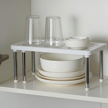 伸縮式多用途桌上/櫥櫃/水槽下置物架/鞋架-多色可選 白色