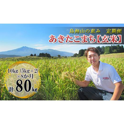 ふるさと納税 秋田県 にかほ市 10kg×8ヶ月 鳥海山の恵み 農家直送！ あきたこまち（玄米・5kg×2袋）