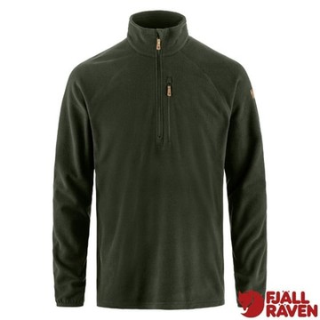 【Fjallraven 北極狐】男 Övik Lite Fleece Half Zip 輕量保暖刷毛半開襟立領衫.套頭衫.上衣_12600243-662 深森綠