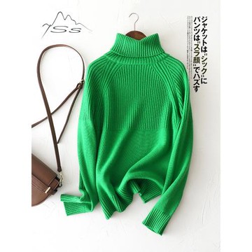 明媚盎然青綠~羊絨衫女高領100純山羊絨秋冬加厚針織打底毛衣