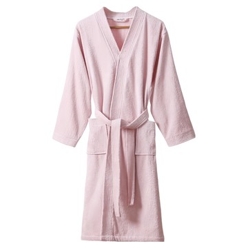 高品質純棉七分袖浴袍 L 淺粉色 五星飯店指定款 親膚柔軟  1件