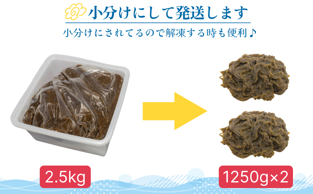 生産量日本一！うるま市勝連産の生もずく（お徳用）2.5kg　生もずく　沖縄　手軽　贈り物　冷凍　天ぷら　沖縄そば　ミネラル　海　沖縄　うるま市　勝連　海藻